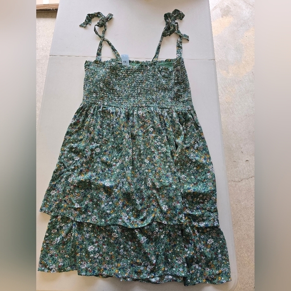 Ann Taylor Dress Women PXL Floral Mixed Print Smocked Waist Tie Shoulder Tie New - Picture 3 of 14